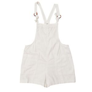Aerie Overalls Shortall Romper Jumpsuit Womens Medium White Cotton Boho Beach